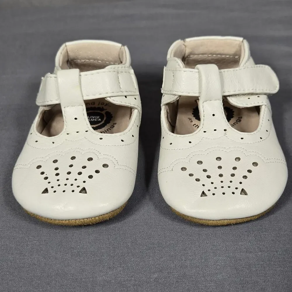 Livie & Luca Shoes Baby Girls Size 6-12M White Leather Mary Jane Soft Sole